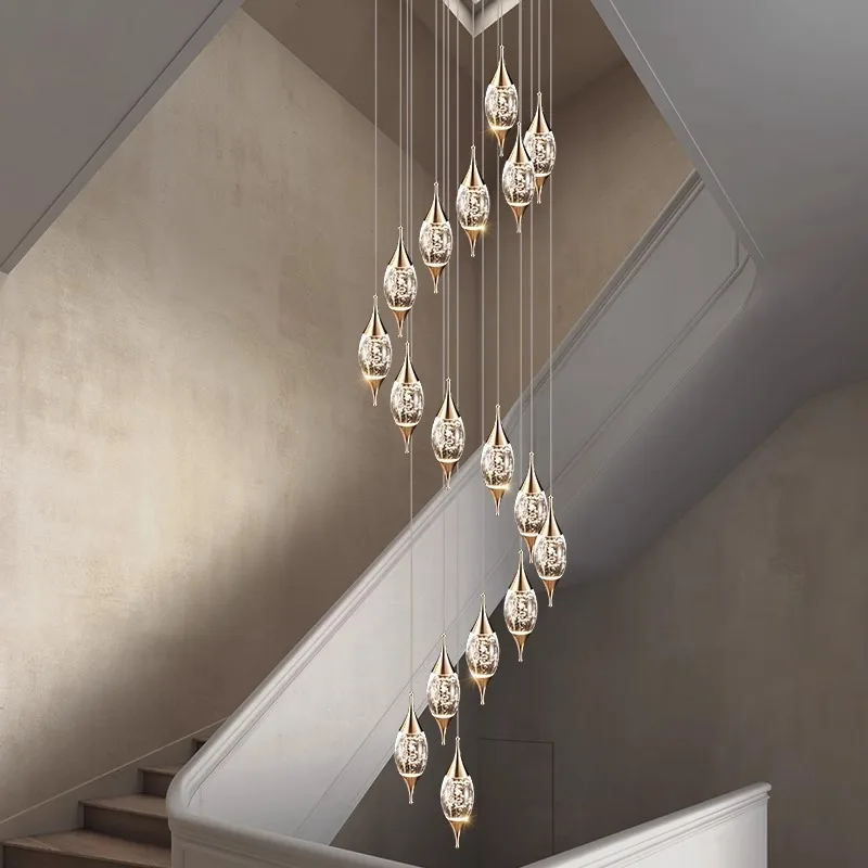 Imagem -02 - Modern Crystal Chandelier For Home Decoration Stair Pendant Lamp Living Room Pendant Lights Iluminação Interior