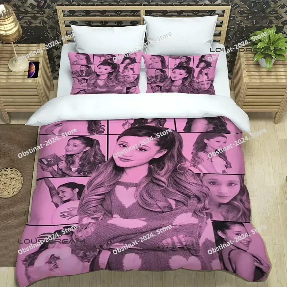 Singer Ariana grande 3D Print Comforter Bedding Set,Duvet Cover Bed Set Quilt Cover Pillowcase,King Queen Size Bedding Set Kid
