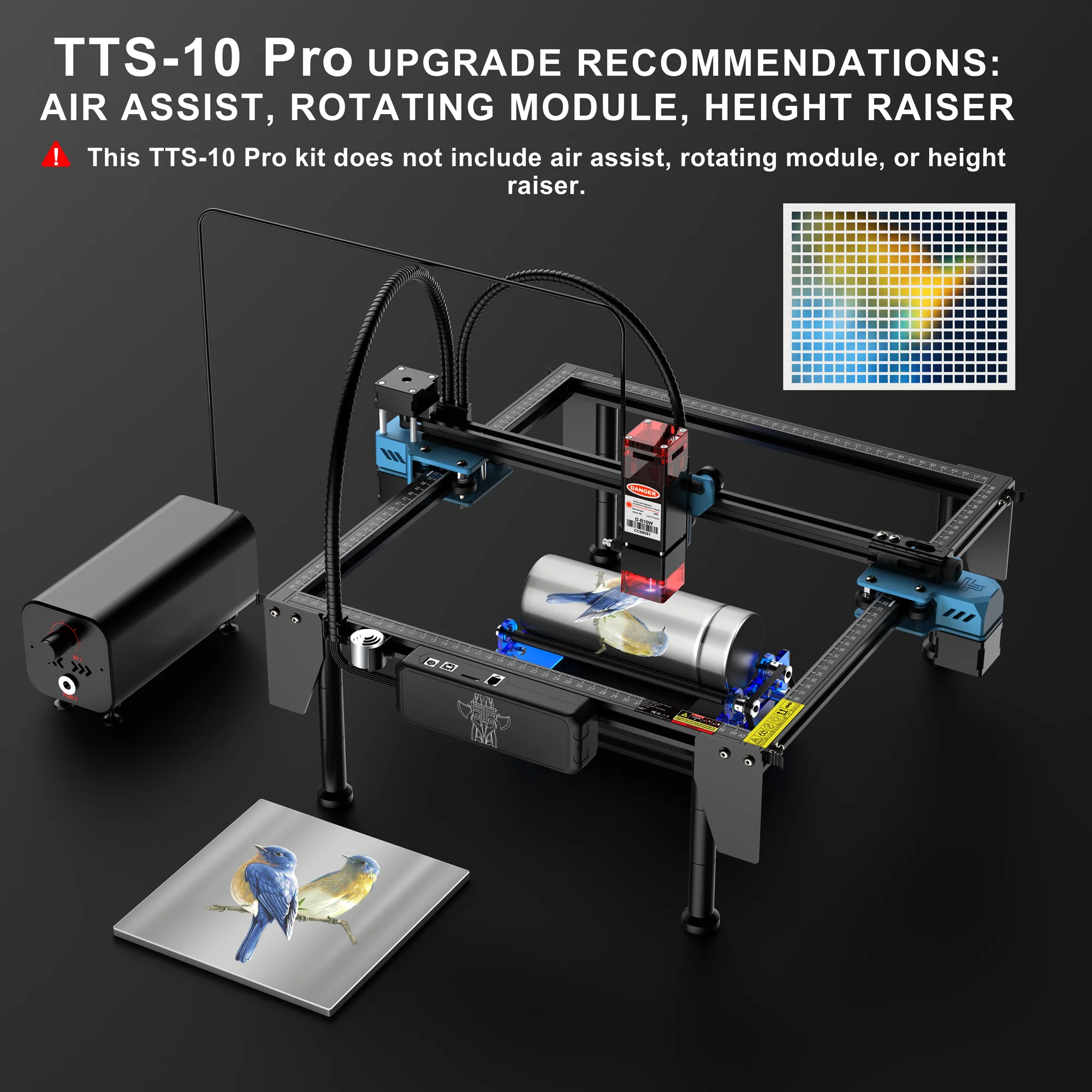 TwoTrees TTS-10 Pro grawer laserowy maszyna do grawerowania ze stali nierdzewnej DIY maszyna do cięcia stolarki 445 ± 5nm niebieskie światło maszyna