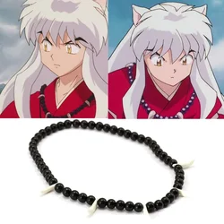 Classic Anime Inuyasha Necklace Word Spirit Rosary Black Beaded Necklace Bangle Logo Pendant Jewelry Gift