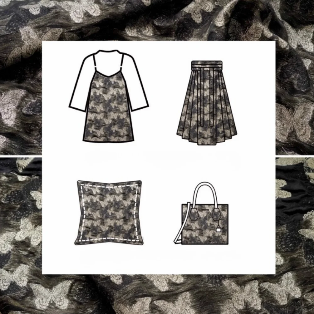 

Metal Wire Butterfly Jacquard Fabric Classic Dress Color Woven Fluffy Skirt Decorative Cloth for Diy Sewing Material