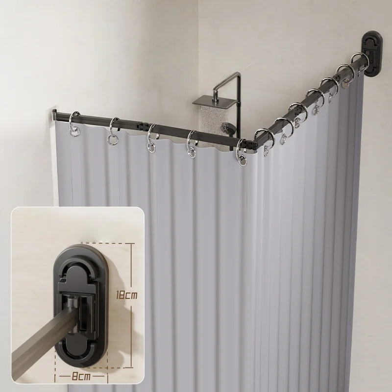 no-drill-sucker-folding-rod-shower-curtain-set-invisible-shower-partition-bathroom-dry-wet-separation-waterproof-retractable