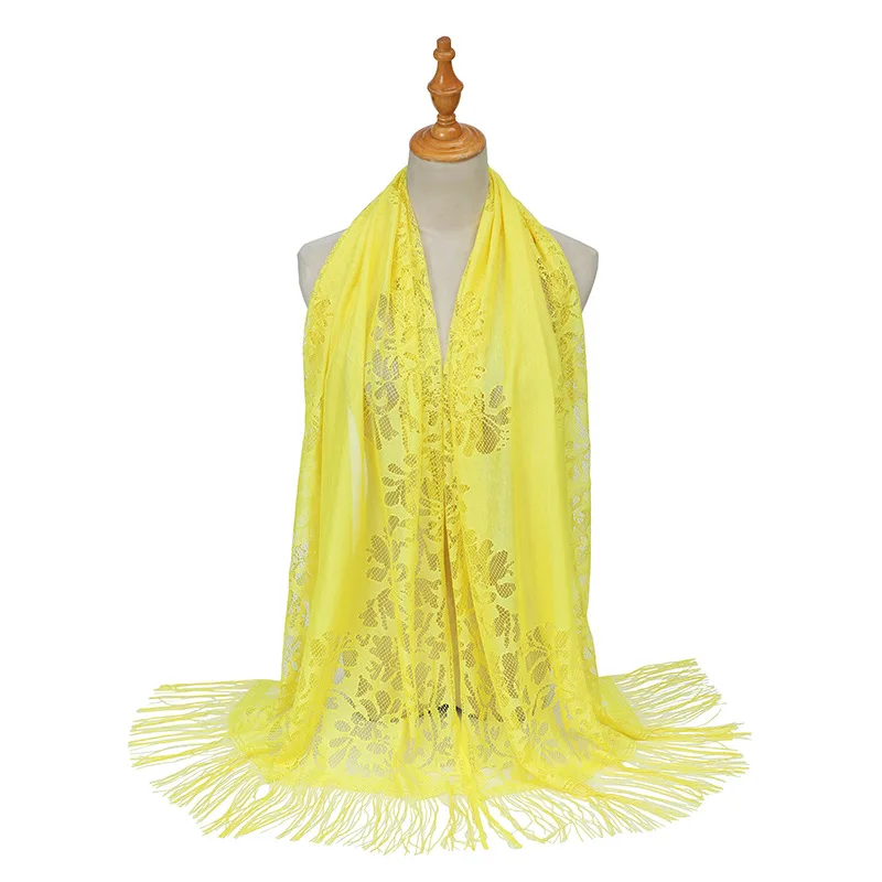Scarf Cover with High-end Feel New Solid Color Lace Hollow Tassel Scarf for Women in Summer Women's Long Scarf Shawl