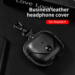 For Airpods 4 4th Case Retro Leather Business Style Earphone Cases For Apple AirPods 4 Generation 2024 Cover Headset Shell Hook