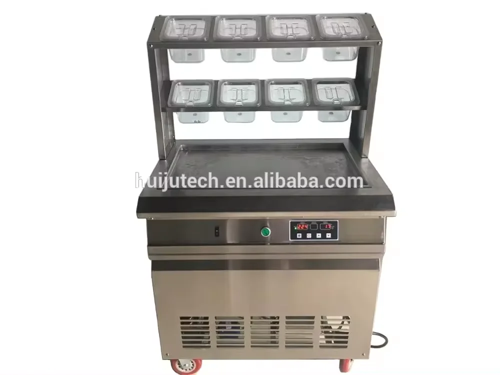 Intelligent Rectangular Pot Ice Roll Machine Fried Yogurt Machine Commercial Thai Roll Fried Ice Cream Machine HJ-A78