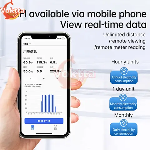 KWS302 Tuya WiFi Digital Display Intelligent Ström Voltmeter 8 i 1 AC Energimätare APP Kontroll Effektmätare DIN Installation 8 best sales voltmeter wifi - №4