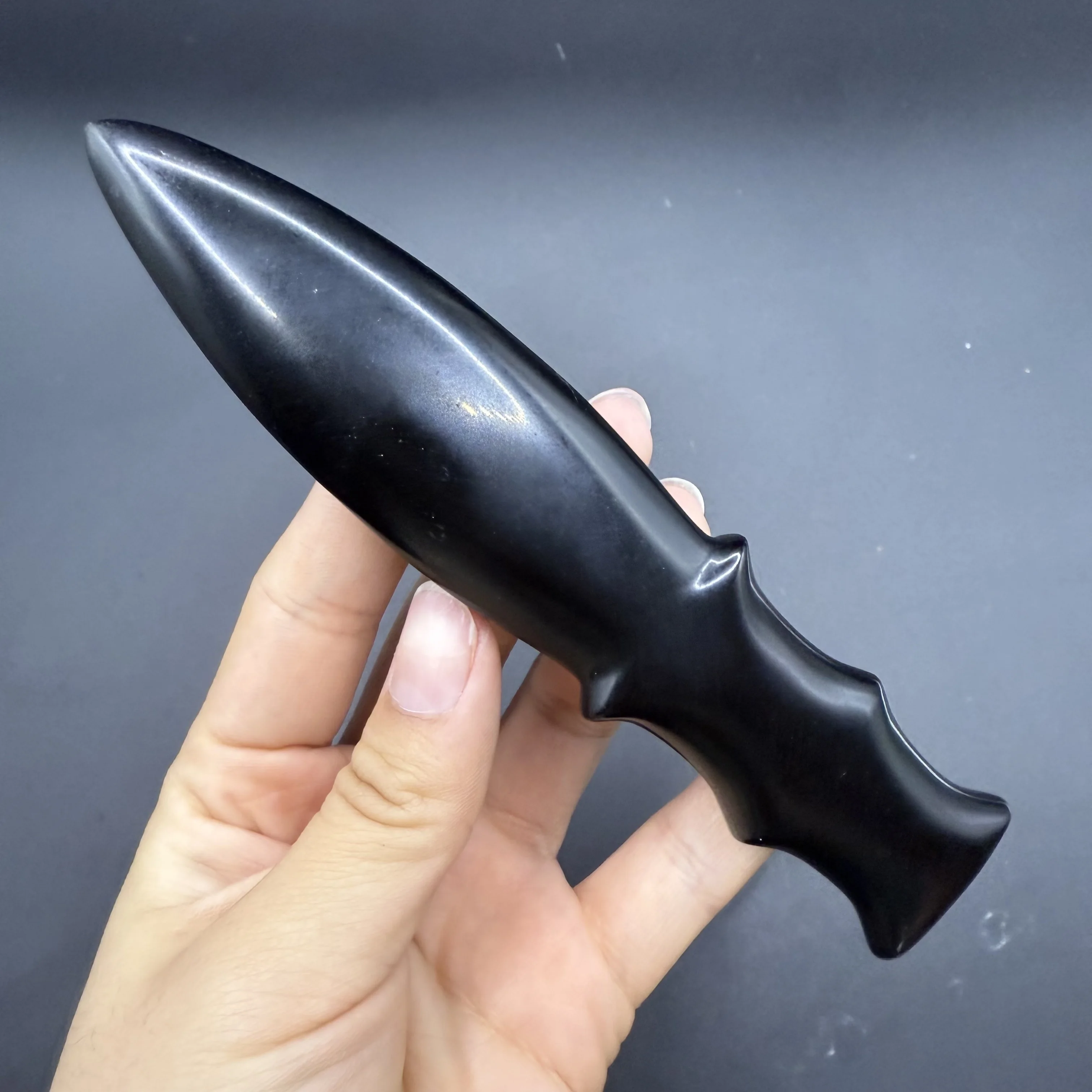 

Natural Obsidian Dagger Crafts Men Gifts Magic Amulet Sword Healing Crystal Protective Stone Carving Knife