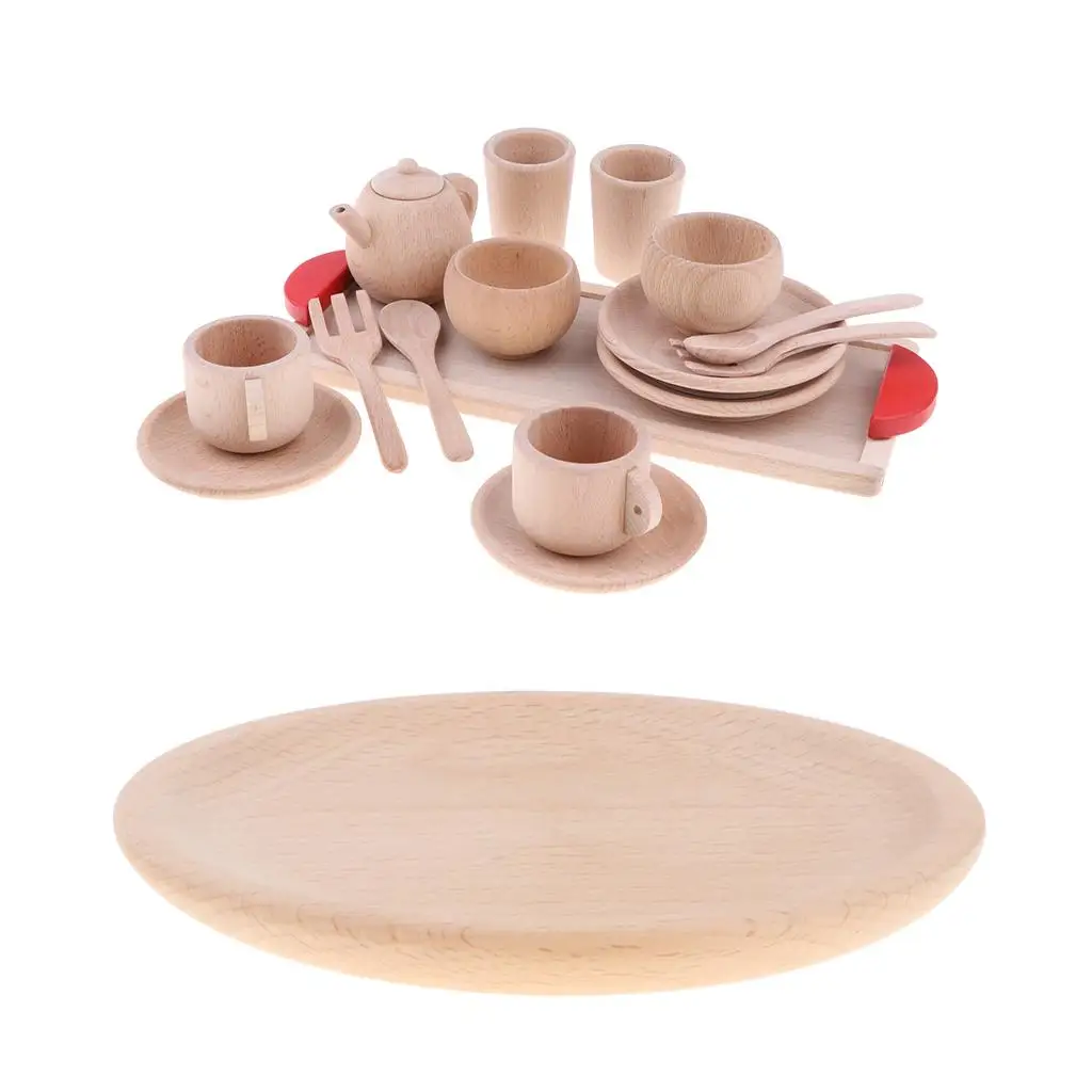 Wooden Pretend Play Tableware Role Play Preschool Child Kids Costume Kits