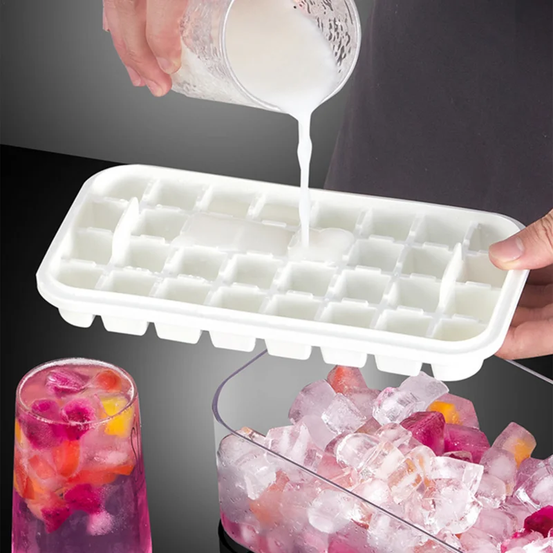 

Ice Cube Container With Lid Ice Cubes Molds Ice Trays For Freezer Ice Cube Tray Mold Ice Freezer Container Removable Lid & Scoop