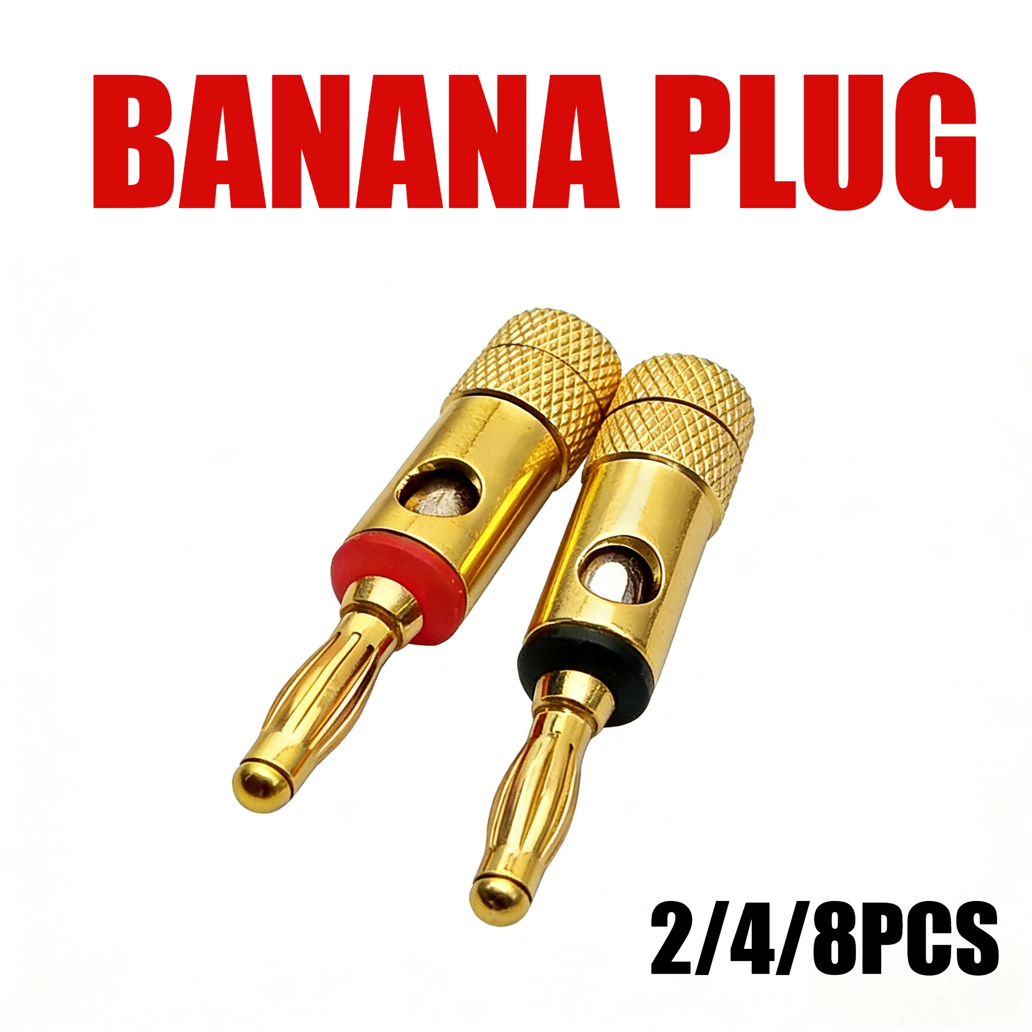 2/4/8pcs Gold-Plated Musical 4mm Banana Plug Audio Speaker Connector