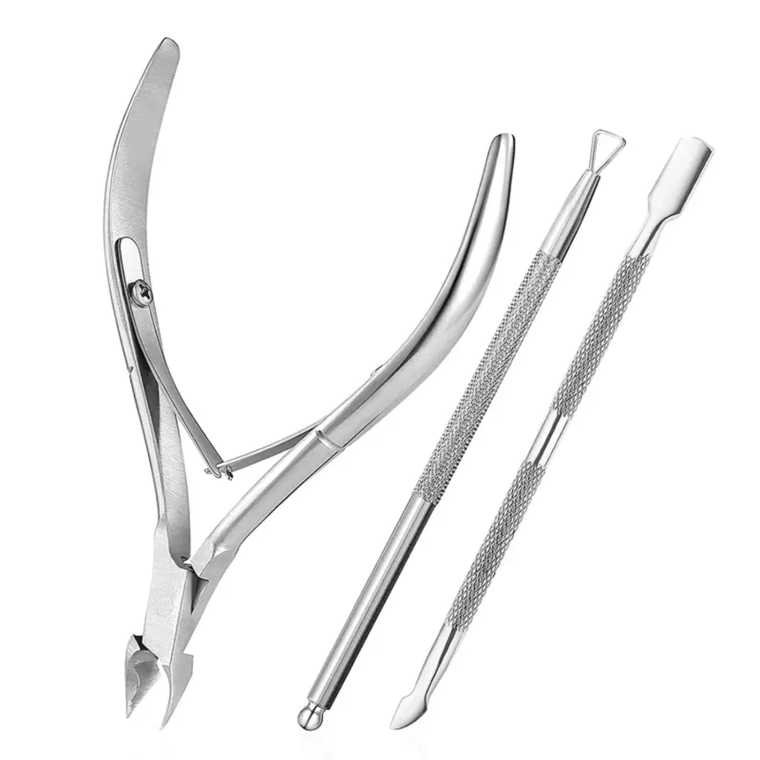 

Professional Stainless Steel Cuticle Nippers Set - Includes 3 Pcs Cuticle Trimmer, Remover, Pusher, And Cutter Clippers - Perfec