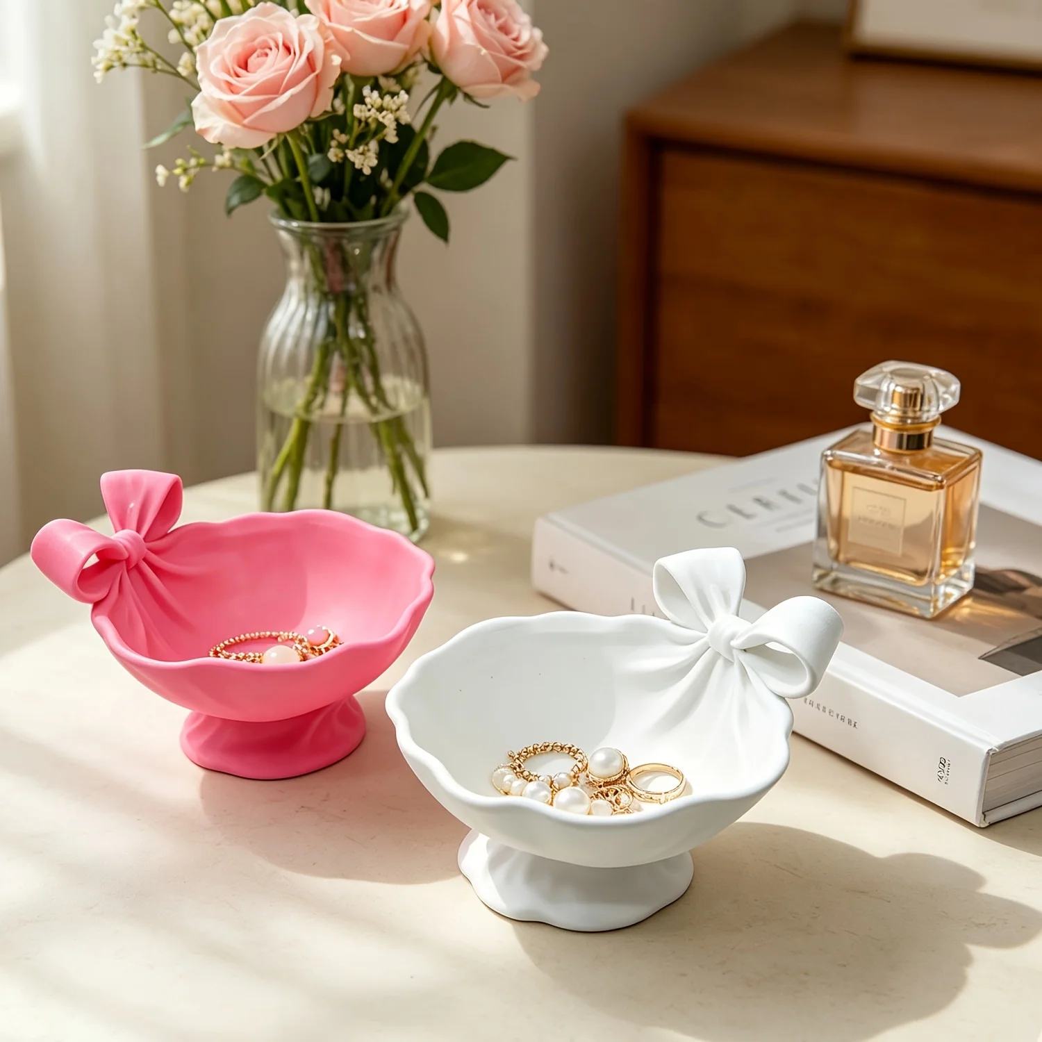 3D printed bowknot storage bowl, desktop storage for home dressing tables, jewellery storage tray, Christmas gift