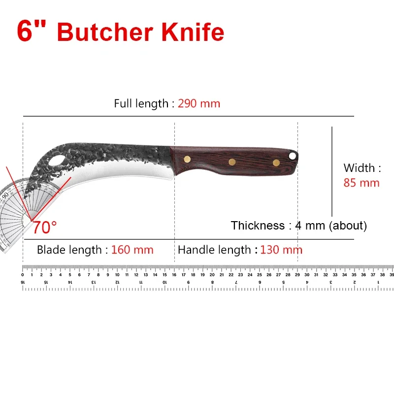 Hand Forged Blade Fruit Knife Banana Durian Knife Wood Handle Boning Butcher Knife High Stainless Steel Kitchen Knives Chef Tool