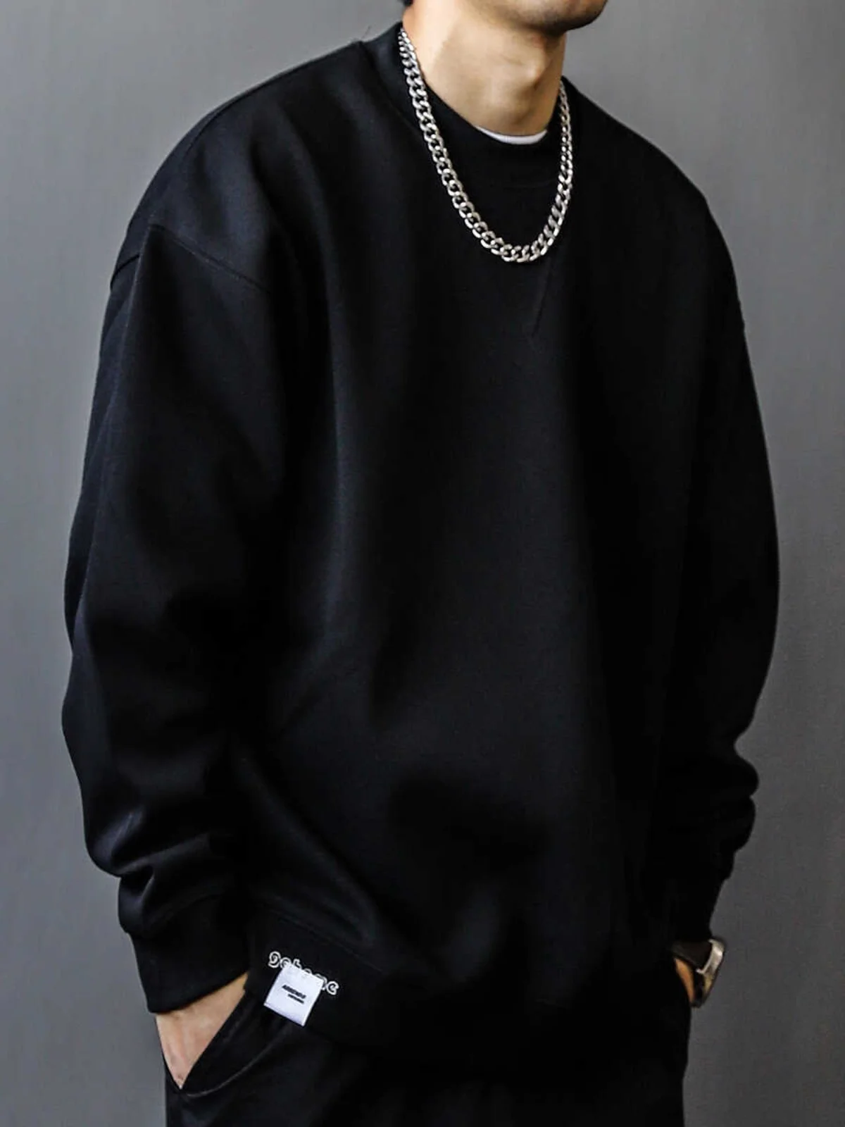 

Мужская повседневная толстовка с длинным рукавом и круглым вырезом, весенне-осенняя, цветная, для ношения под одеждой, базовая, больших размеров, для полных мужчин