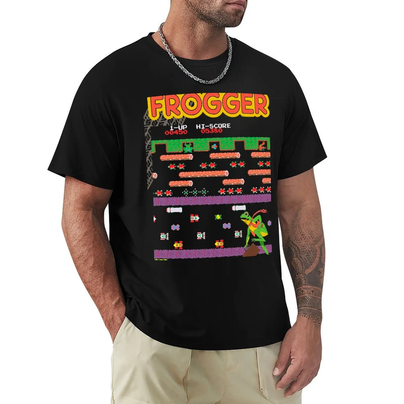 Mod.3 Arcade Frogger Video Game T-Shirt Casual Trendy Short Sleeve T-Shirt