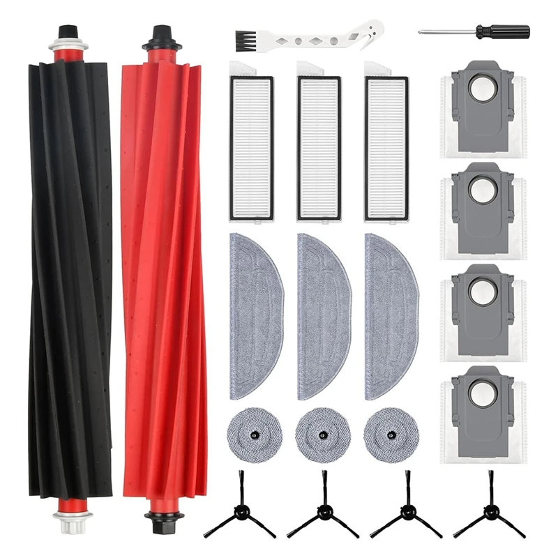 ชุดอุปกรณ์เสริมสำหรับ Xiaomi roborock S8 MaxV หุ่นยนต์ทำความสะอาดแบบลูกกลิ้งแปรงตัวกรองถุงเก็บฝุ่น