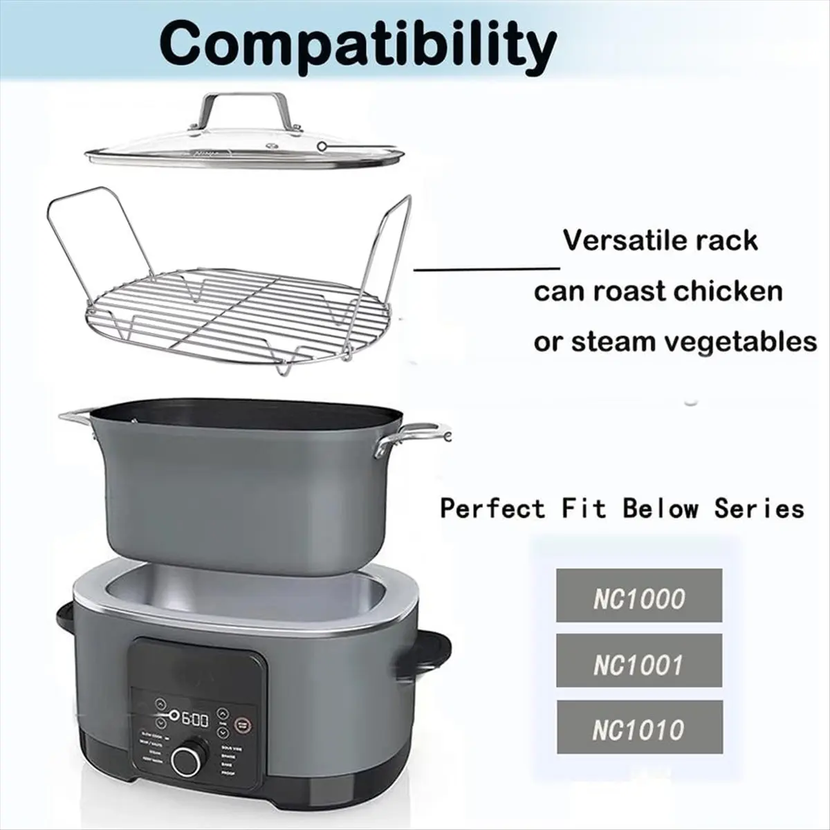 ABNP Steam and Roast Rack - Compatible for Foodi Possible Cooker Pro 8.5 Qt MC1000, MC1001 Series Slow Cooker