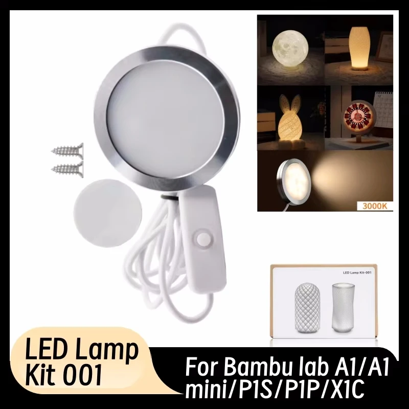 3D Printer  Model LED Lamp For Bambulab A1/A1 Mini,P1P/P1S,X1/X1C/X1E 3D Printer Makerworld MH001，DIY-Prints.Model LED