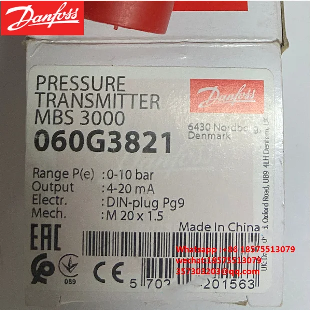 Voor Danfoss MBS3000 060G3819 060G3820 060G3821 060G3823 060G3828 060G3822 Druk Zender Sensor 1 Stuk