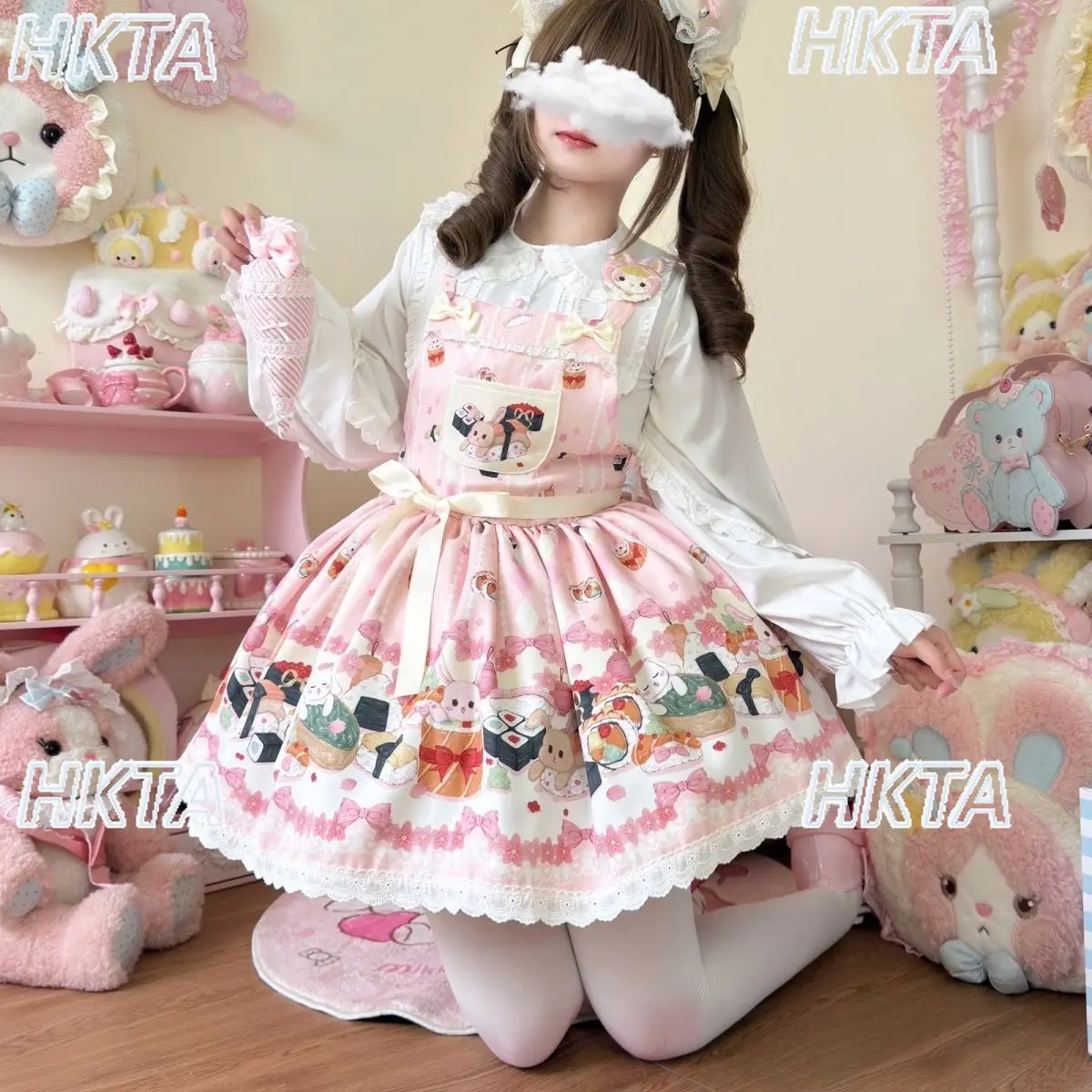 

Original Lolita Dress for Women Girls Sweet Cute Cartoon Print All-match Lolita Jsk Strap Dress Short Puffy Dress