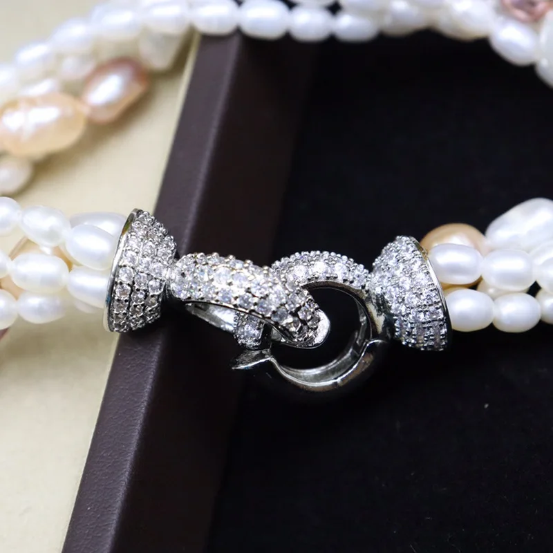Natural Freshwater Pearl Necklace for Women 4-5mm Rice Beads and Irregular Matching Beads Collarbone Chain Multi-layer Stacking