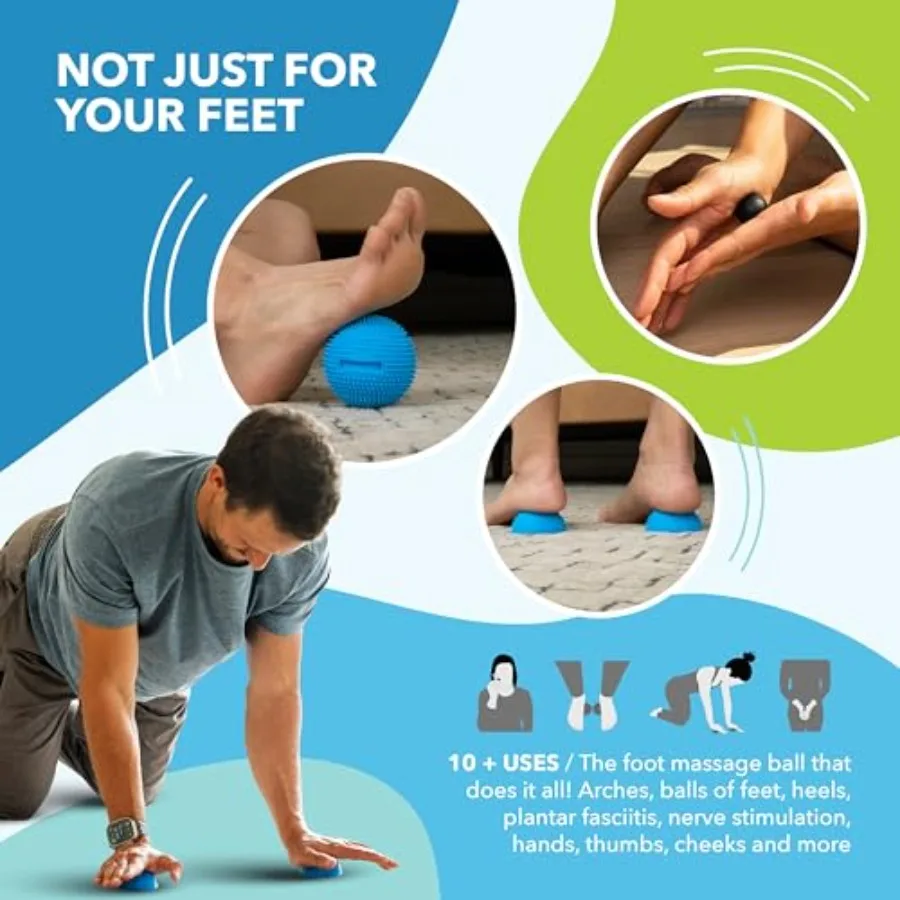 근막 이완, 족저근막염 완화를 위한 뉴로볼 스파이크 테라피 도구, 손 및 얼굴 마사지, 질감 있는 발 롤러