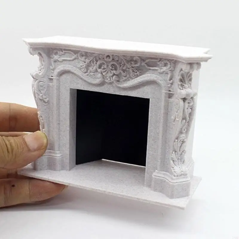 76HF Miniatures White Mantel Model House Display Realistic Furniture