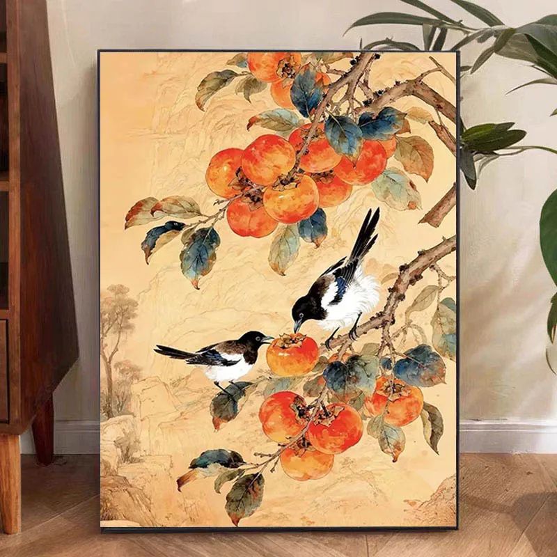 

New Chinese Style Diamond Painting DIY Handmade Living Room Wall Art Sticker Shiny Diamond Brick Decorative Landscape Canvas