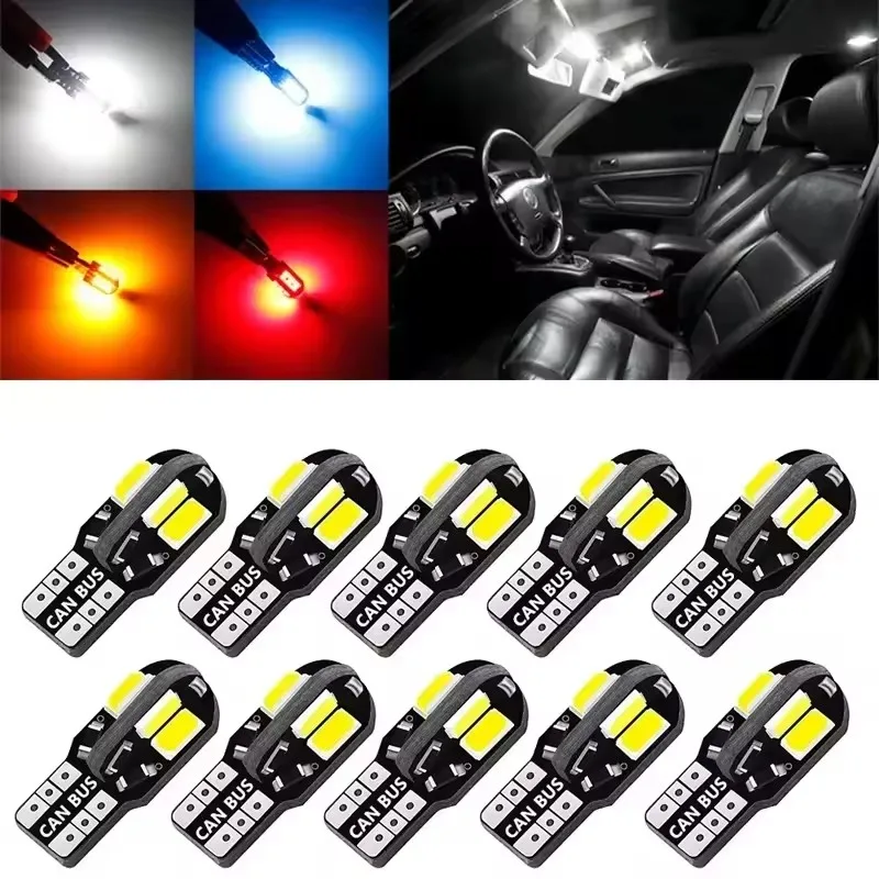 20/10 قطعة W5W T10 LED CANBUS لا خطأ 5W5 12 فولت 2 واط 600Lm السوبر مشرق سيارة الداخلية الجانب ضوء 194 3030 SMD السيارات لمبة الأبيض العنبر إعادة