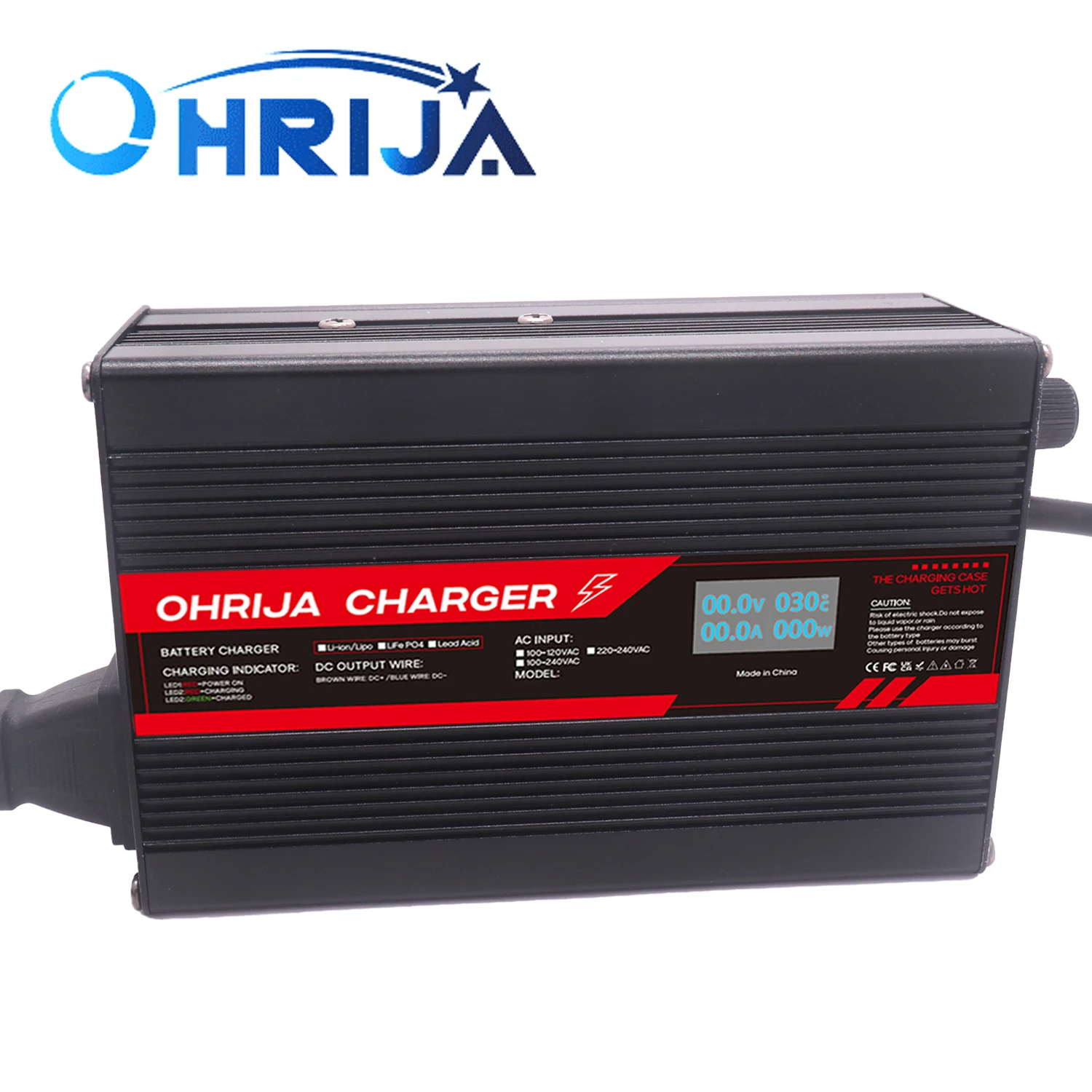 42V 4A Fast Smart Charger with OLED Screen Universal for 10S 37V Li-ion Lipo Battery, Aluminum Alloy Case, Overcharge Protection