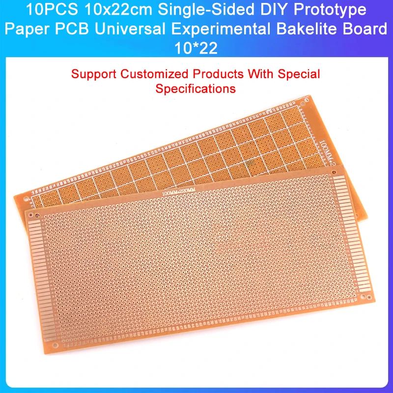 

10PCS 10x22cm Single-Sided DIY Prototype Paper PCB Universal Experimental Bakelite Board 10*22