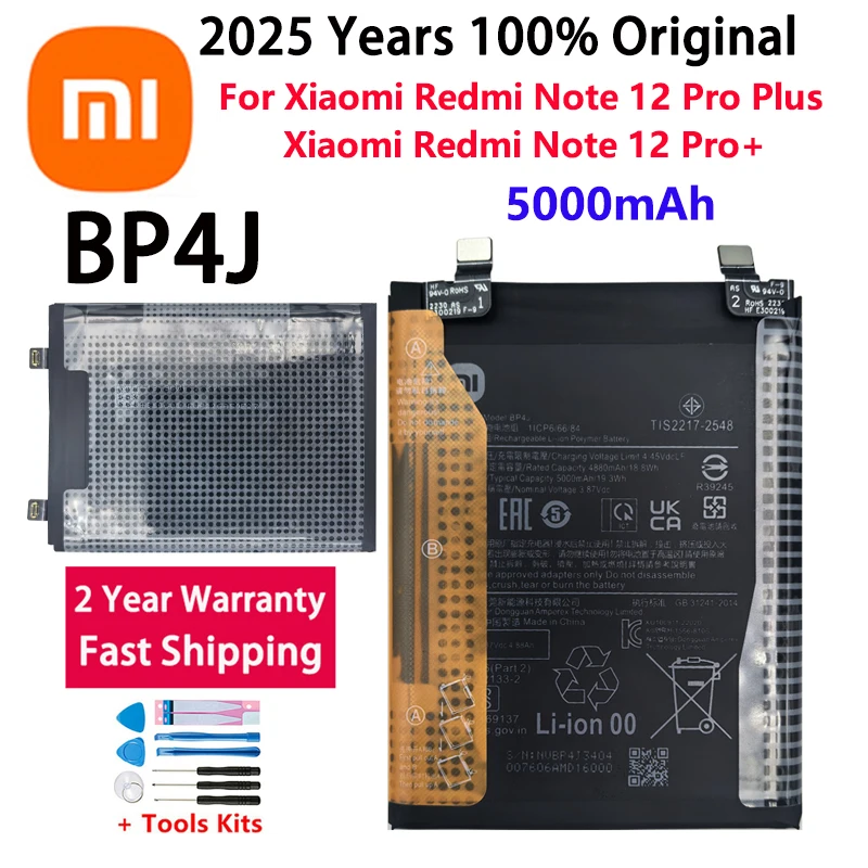 

2025 Years 100% Original BP4J 5000mAh Battery For Xiaomi Redmi Note 12 Pro Plus /Note 12 Pro+ 5G Phone batteries batteria