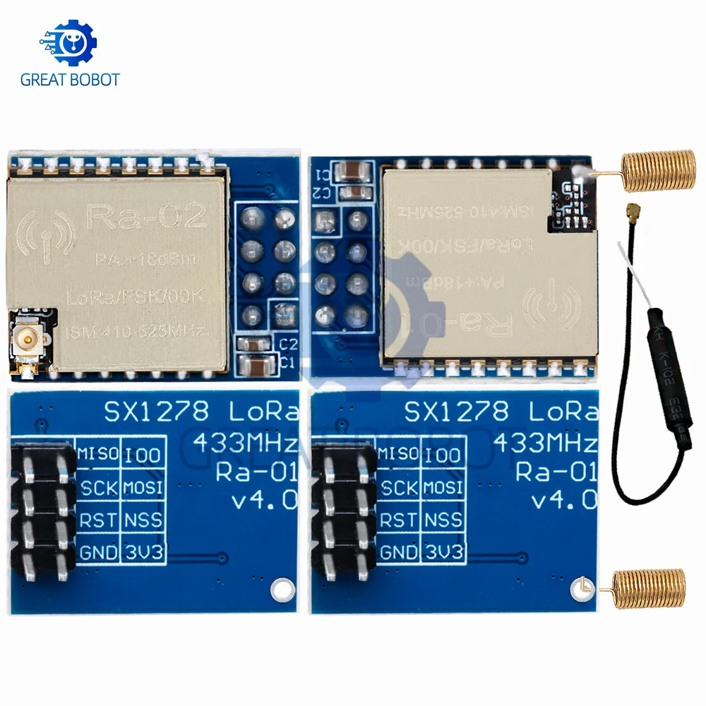 Moduł bezprzewodowy LoRa SX1278 RA-01 RA-02, wykorzystujący technologię rozszerzonego spektrum, 433 MHz, z interfejsem szeregowym SPI i anteną, przeznaczony do Arduino. — zdjęcie produktu 6