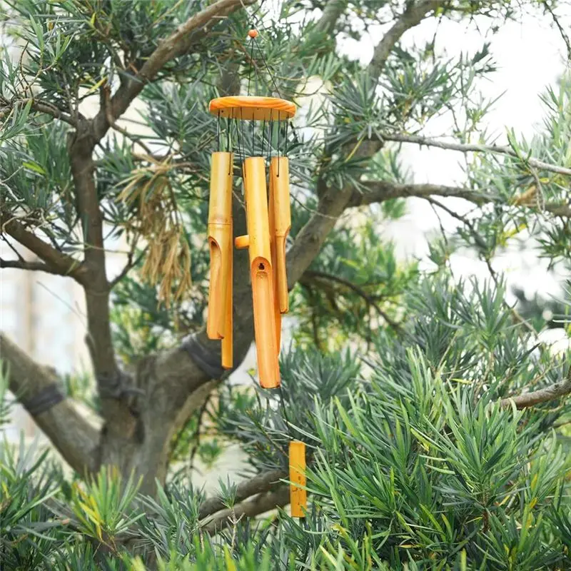 DT19 Bamboo Wind Chimes 38 Inch Outdoor Indoor Hanging Decorative Natural Soothing Sound Garden Patio Gift