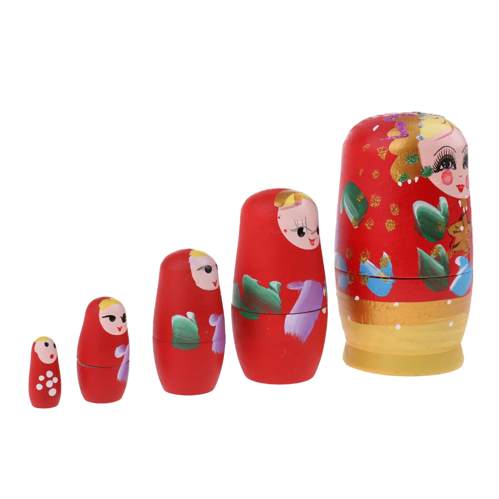 Set for 5pcs Hand Painted Wooden Russian Nesting Matryoshka Doll #2