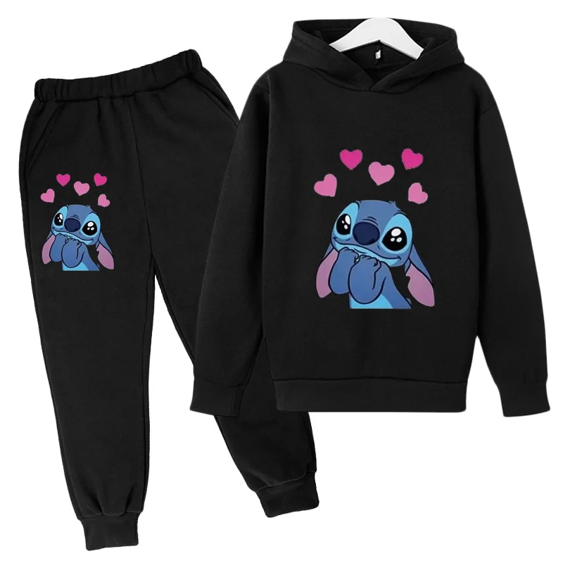 Kids hot selling spring and autumn hoodies boys and girls hoodies two-piece set 3-12 years old kids casual sports set Stitch