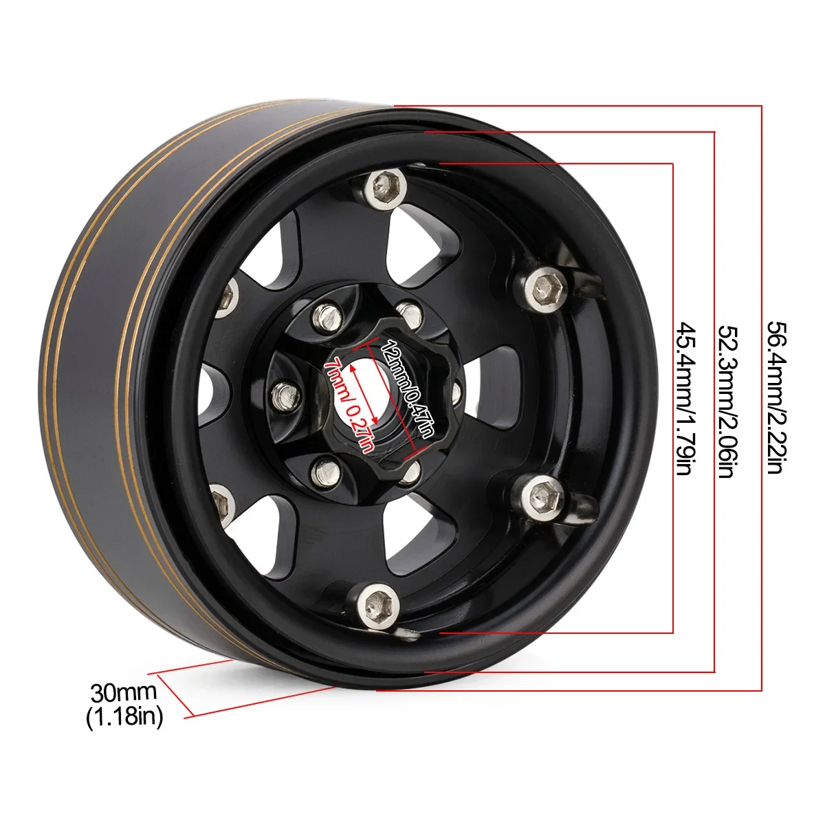4 Stücke Messing Schwere 1,9'' Beadlock Felgennabe für 1/10 RC Crawler Auto TRX4 Axial SCX10 D90 VS4-10 Gen8 CC01 Capra Upgrade Teile