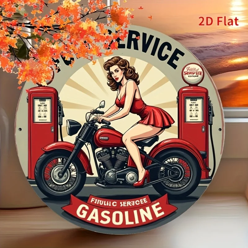 Round Metal Tin Sign Wall Decor  Retro Farm Machinery Iron Plaque Home Garage Bar Cafe Rustic Industrial Decor Art Sign view 4