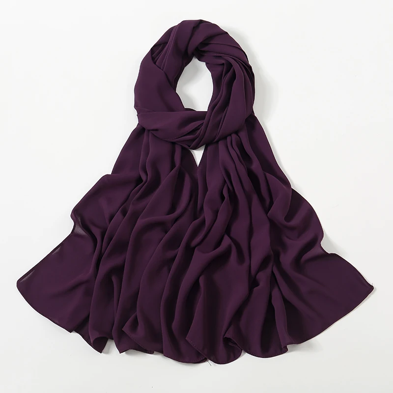 LMLAVEN Frauen schwere Chiffon Hijab Schal Premium Chiffon muslimischen Hijabs einfache gute Nähte Maxi Wrap einfarbige Musulman Femme Schals 9