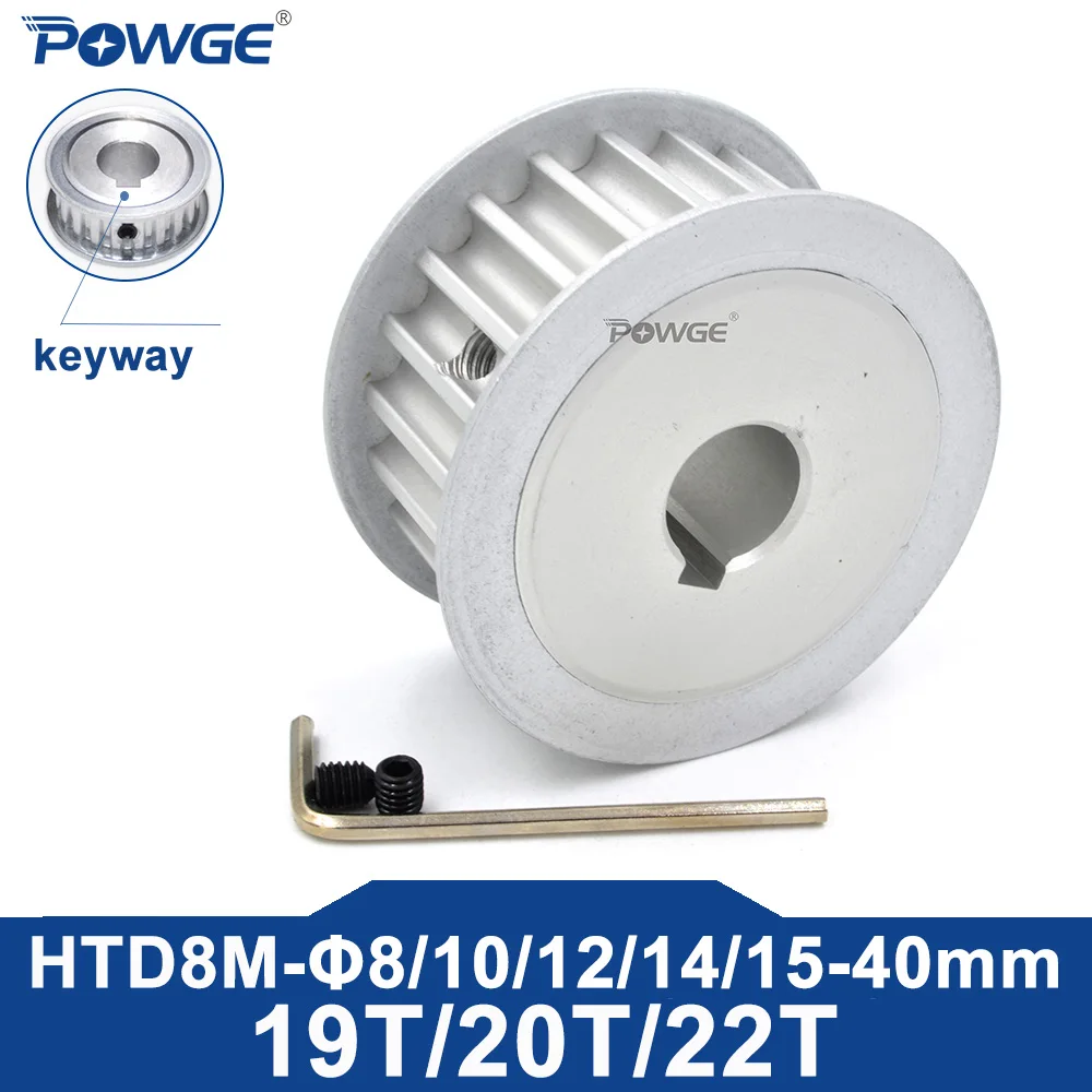 POWGE 22 20 19 teeth HTD 8M Timing Pulley Bore 8-40mm for HTD8M belt width 15/20/25/30/40mm 19T 20T 22T 20Teeth 19Teeth 22Teeth