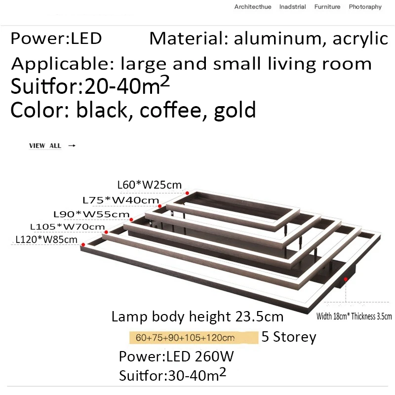 Imagem -06 - Lustre de Luz Moderna e Luxuosa Lâmpada de Teto Estilo Nordic Preta com Controle Remoto Ideal para Sala de Estar e Interiores