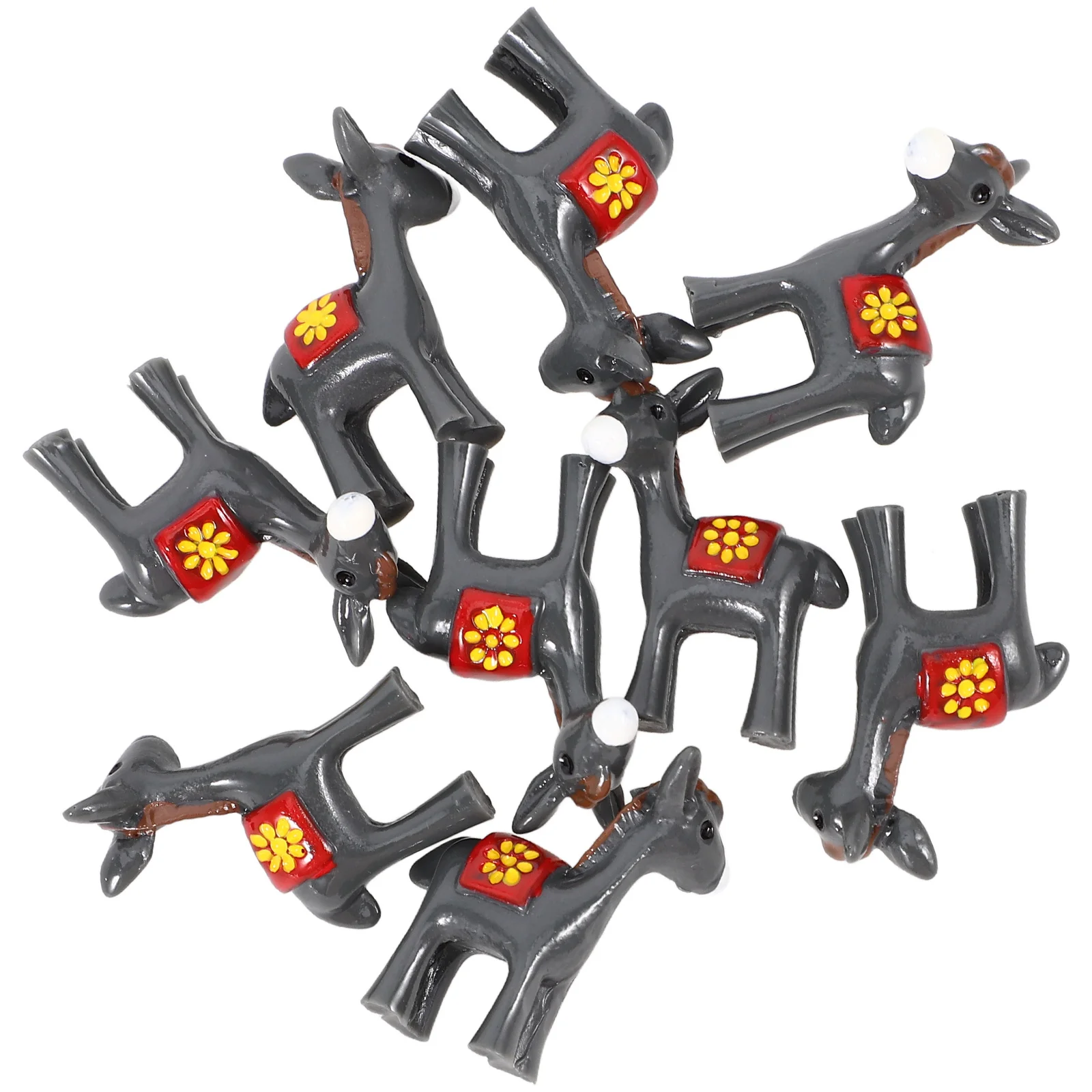 

10pcs Mini Donkey Figurines Resin Landscape nament Cute Animal Statue Home Decor Gift Realistic Moss Garden Adornment Craft