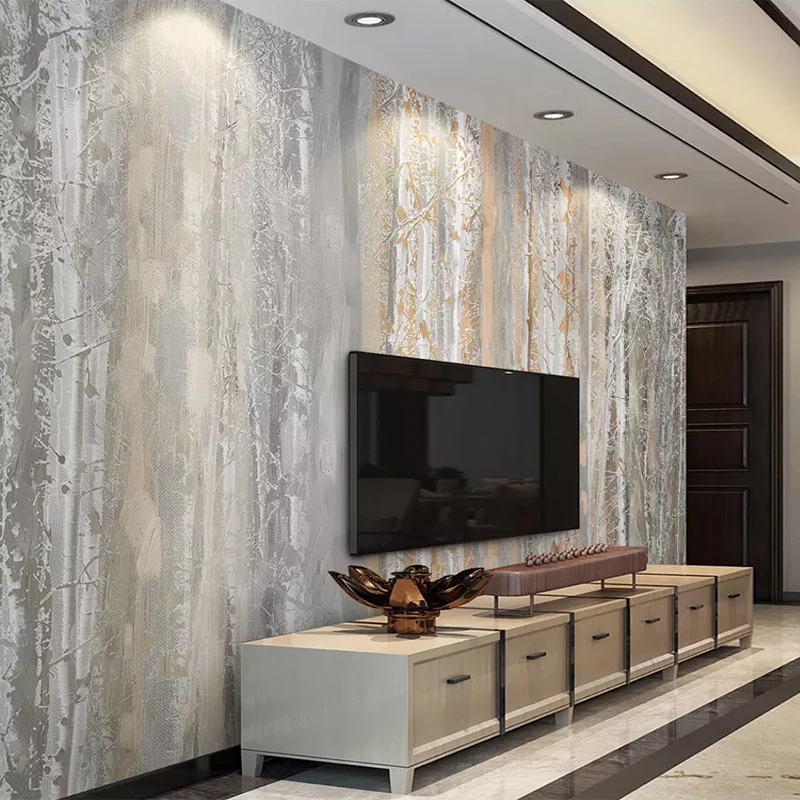 Custom Photo Wallpaper 3D Wood Texture Forest Oil Painting Style Murals Living Room Bedroom Background Wall Papers For Walls 3 D