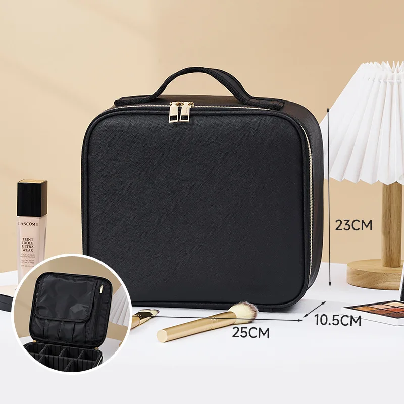 Portable Large Capacity Makeup Case with LED Light Mirror Detachable Easy To Clean Makeup Bag for Makeup Artists Cosmetic Travel