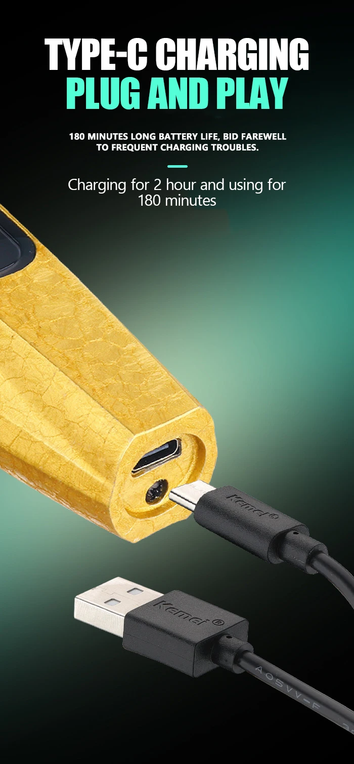 Kemei 1819 Elektrischer Haarschneider für Männer Professionelle Wiederaufladbare Kabellose Haarschneidemaschine Hochwertiger Haartrimmer für Friseure – Detail 6