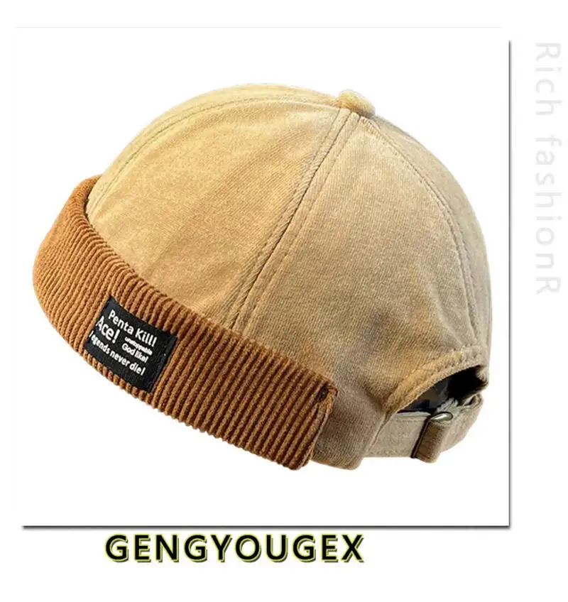 Y2K Vintage Beanie Mütze ohne Visier Docker Brimless Hüte Retro Dome Cord für Männer Frauen Hip Hop Streetwear Winter Herbst Cap – Detail 22