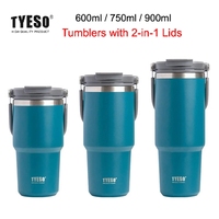 Tyeso 1200ML Tumbler Coffee Cup Stainless Steel Vacuum Thermal Insulated Iced Mug Cold Storage Large Capacity Flask 20 30 40 oz