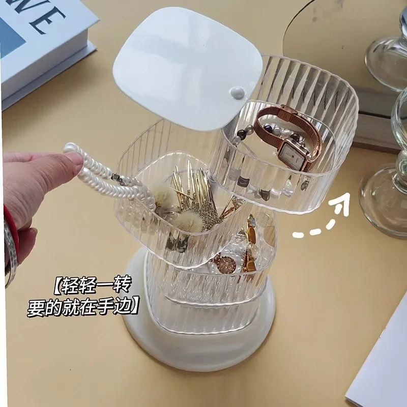 Вращающаяся шкатулка для хранения ювелирных изделий, высококачественные изысканные серьги, серьги-гвоздики, ожерелье, Ручные украшения, шпильки, 2023 г.