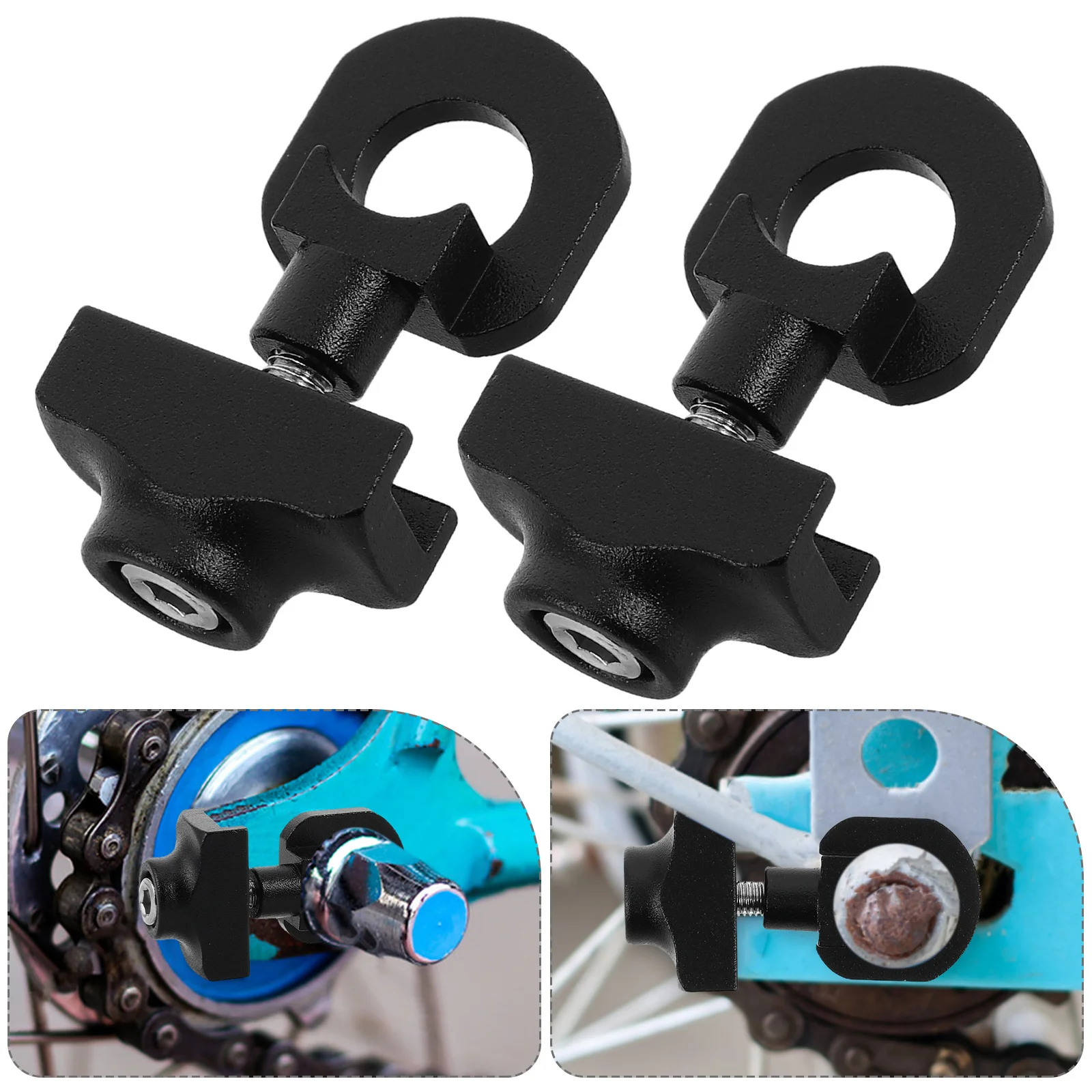 

2pcs Single Speed Bicycle Chain Tensioner Aluminum Alloy Folding Bike Adjuster Tool For Reduced Noise Wear Cycling Accessories