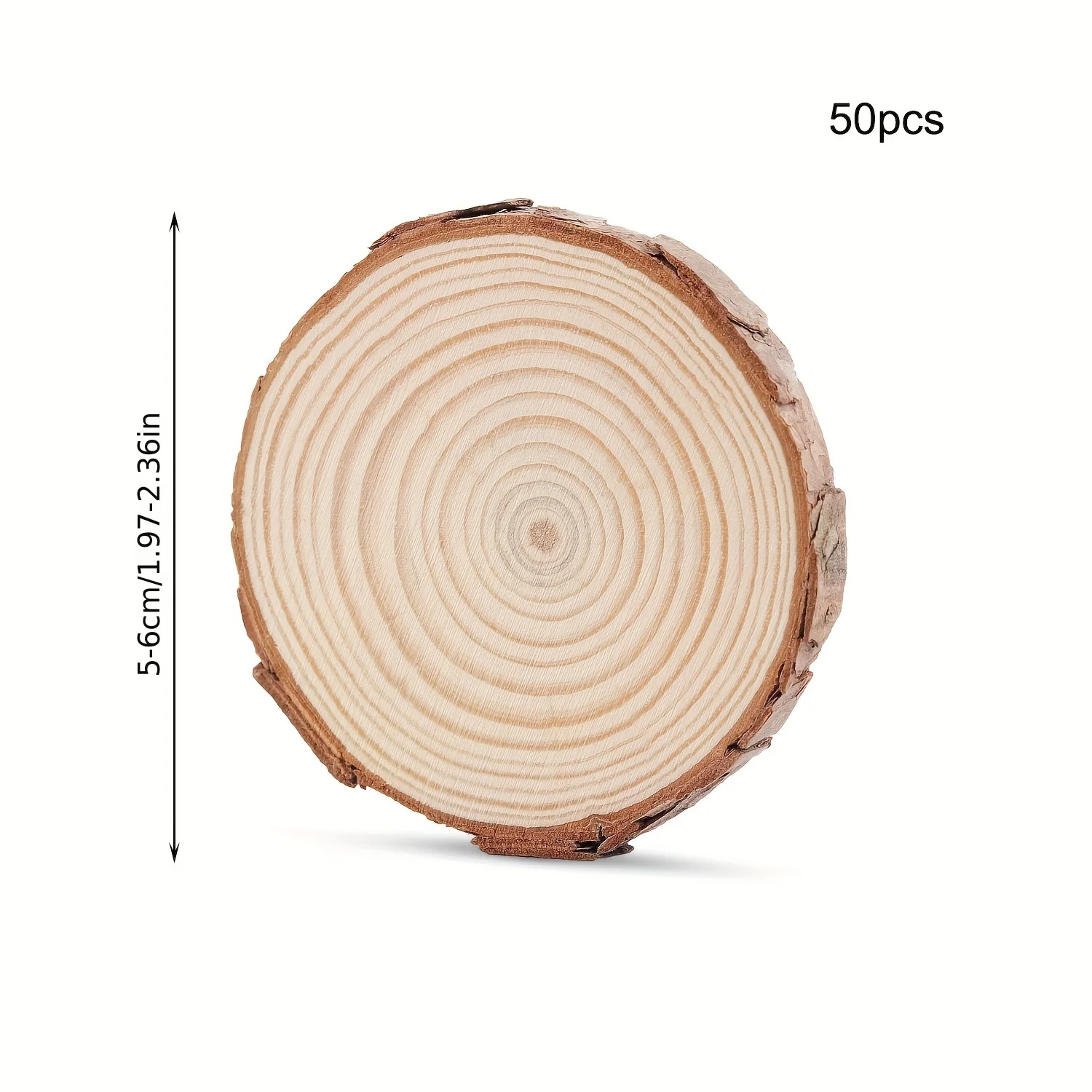 40Pcs 4-6cm Unfinished Predrilled Natural Wood Slices Circles for DIY Craft Woodburning Christmas Rustic Wedding Ornaments
